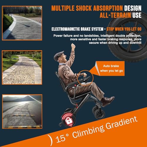 Ultra Lightweight Foldable Electric Wheelchair for Adults, 13 kg Portable Power Chair, 19 km Range