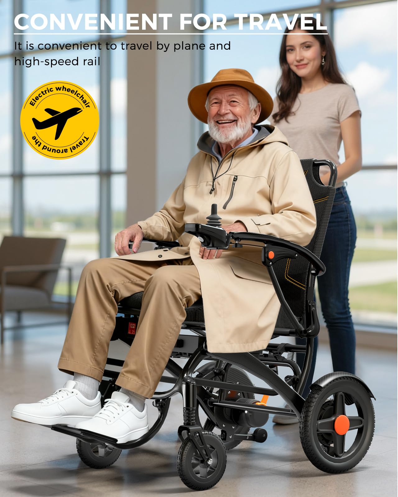 Foldable Electric Wheelchair for Adults, 35 lb Carbon Fiber Power Chair, 18 Mile Range